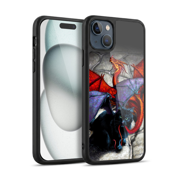 Stanley Morrison Art Bat Winged Black Cat & Dragon Gel Armour Case For Apple iPhone 15 Plus
