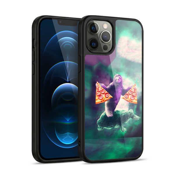 Random Galaxy Space Pizza Ride Sloth Riding Turtle Gel Armour Case For Apple iPhone 12 Pro Max