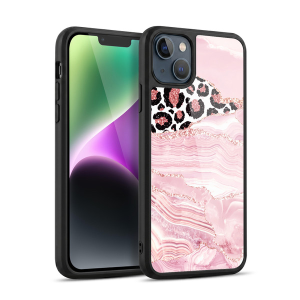 UtArt Wild Cat Marble Pink Glitter Gel Armour Case For Apple iPhone 14 Plus