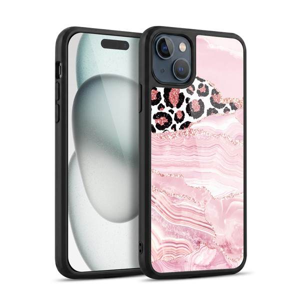 UtArt Wild Cat Marble Pink Glitter Gel Armour Case For Apple iPhone 15 Plus