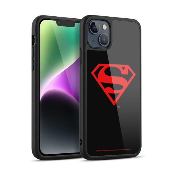 Superman DC Comics Logos Black And Red Gel Armour Case For Apple iPhone 14 Plus