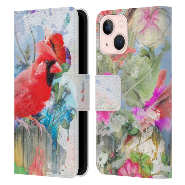 Aimee Stewart Assorted Designs Birds And Bloom Leather Book Wallet Case Cover For Apple iPhone 13 Mini