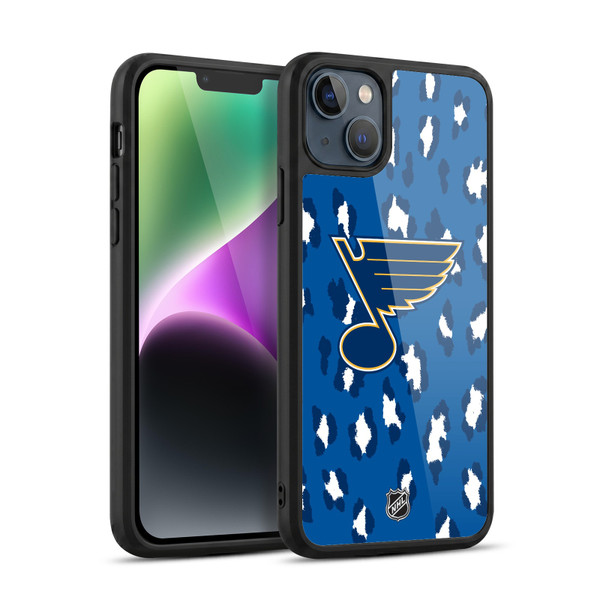 NHL St Louis Blues Leopard Pattern Gel Armour Case For Apple iPhone 14 Plus