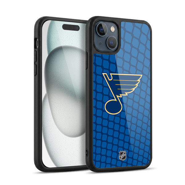 NHL St Louis Blues Net Pattern Gel Armour Case For Apple iPhone 15 Plus