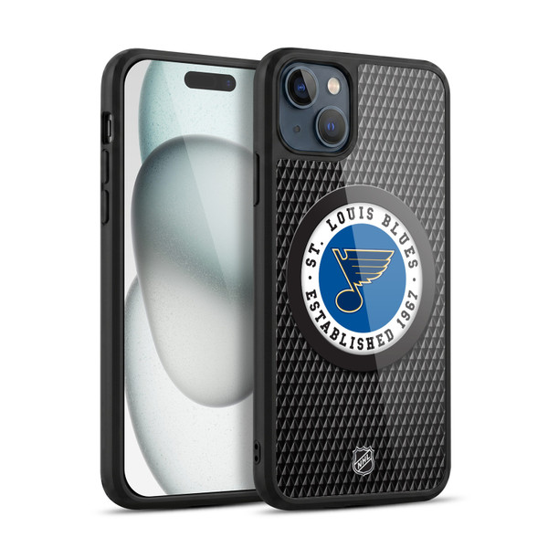 NHL St Louis Blues Puck Texture Gel Armour Case For Apple iPhone 15 Plus