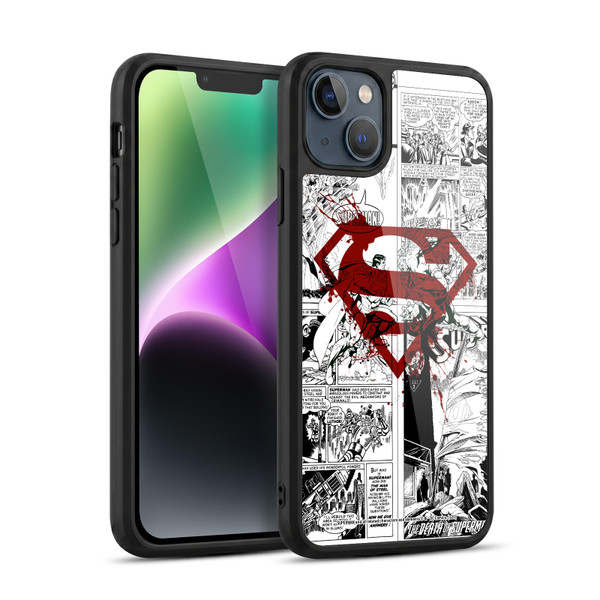 Superman DC Comics Comicbook Art Red Logo Splatter Gel Armour Case For Apple iPhone 14 Plus