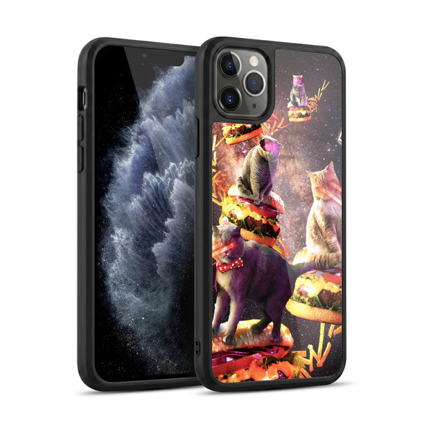 Random Galaxy Space Cat Burger & Fries Gel Armour Case For Apple iPhone 11 Pro Max