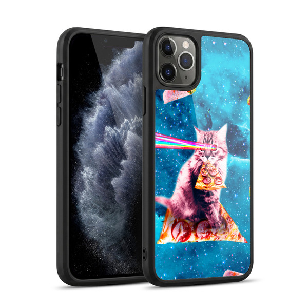 Random Galaxy Space Cat Lazer Eye & Pizza Gel Armour Case For Apple iPhone 11 Pro Max