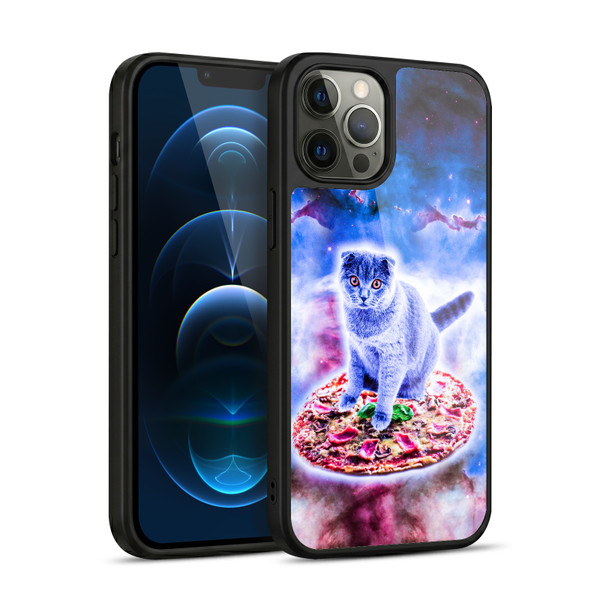 Random Galaxy Space Cat Blue Galaxy & Pizza Gel Armour Case For Apple iPhone 12 Pro Max