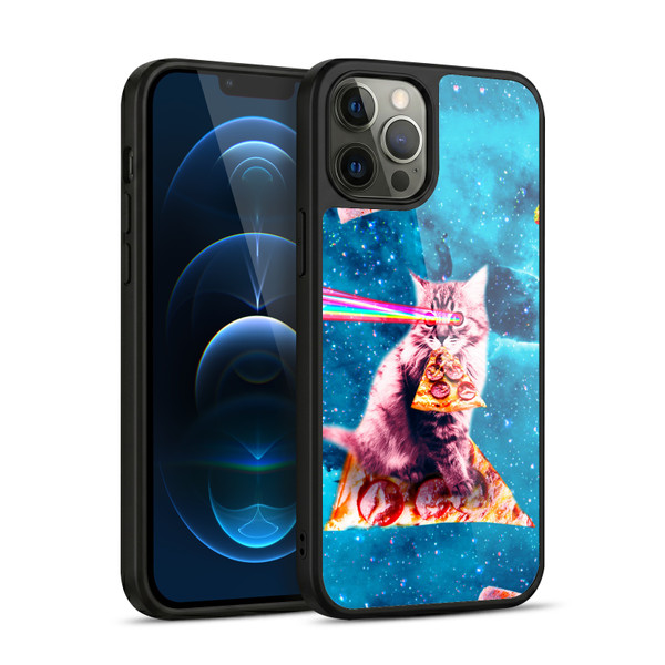 Random Galaxy Space Cat Lazer Eye & Pizza Gel Armour Case For Apple iPhone 12 Pro Max