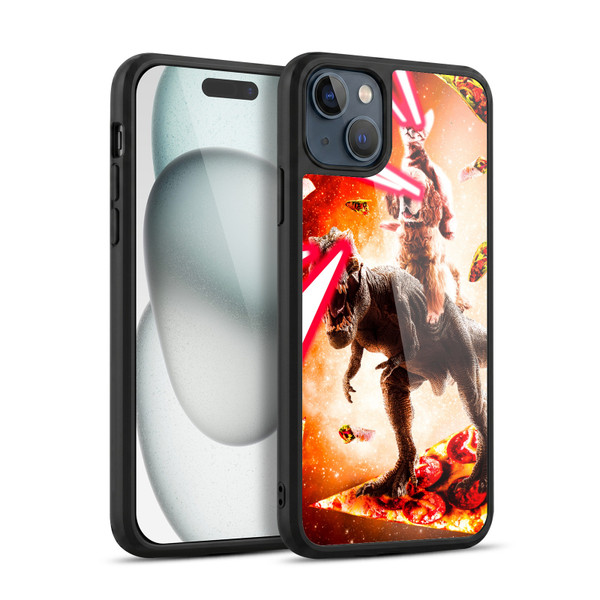 Random Galaxy Space Cat Dinosaur & Dog Lazer Eye Gel Armour Case For Apple iPhone 15 Plus