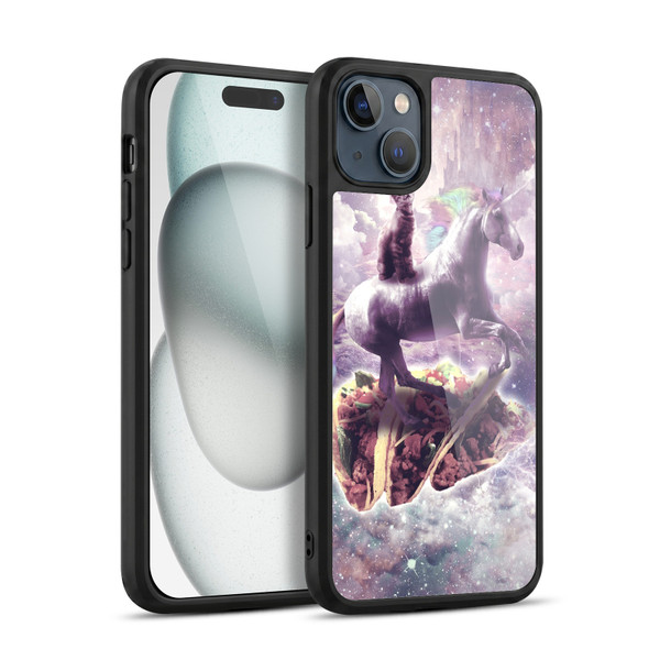 Random Galaxy Space Cat Dreamy Unicorn & Tacos Gel Armour Case For Apple iPhone 15 Plus