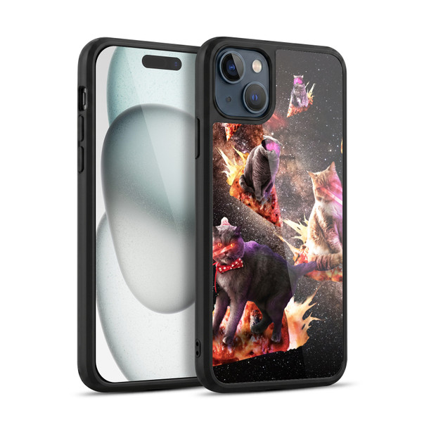Random Galaxy Space Cat Fire Pizza Gel Armour Case For Apple iPhone 15 Plus