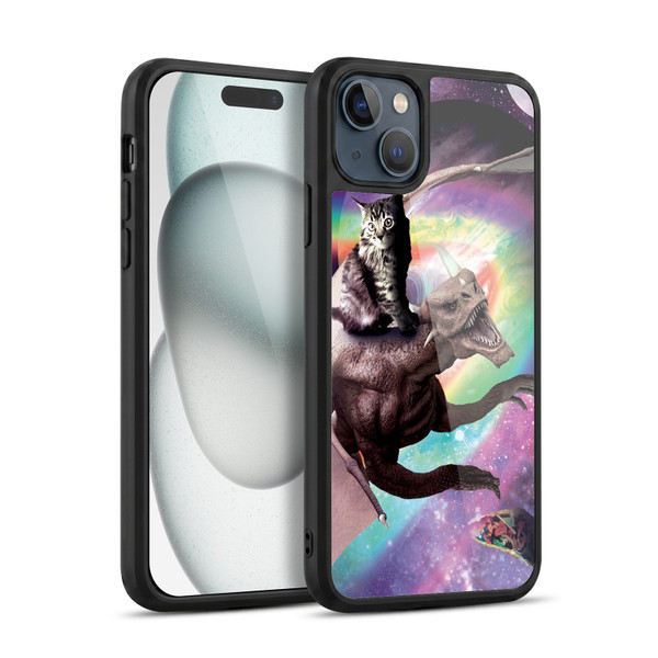 Random Galaxy Space Cat Galaxy Dragon Gel Armour Case For Apple iPhone 15 Plus
