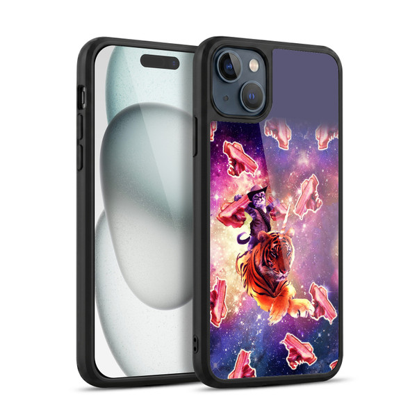 Random Galaxy Space Cat Tiger Unicorn With Bacons Gel Armour Case For Apple iPhone 15 Plus