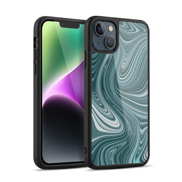 Suzan Lind Marble Swirls Teal Gel Armour Case For Apple iPhone 14 Plus