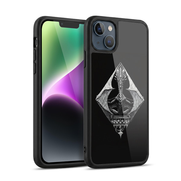 Stanley Morrison Black And White Gothic Diamond Dragon Gel Armour Case For Apple iPhone 14 Plus