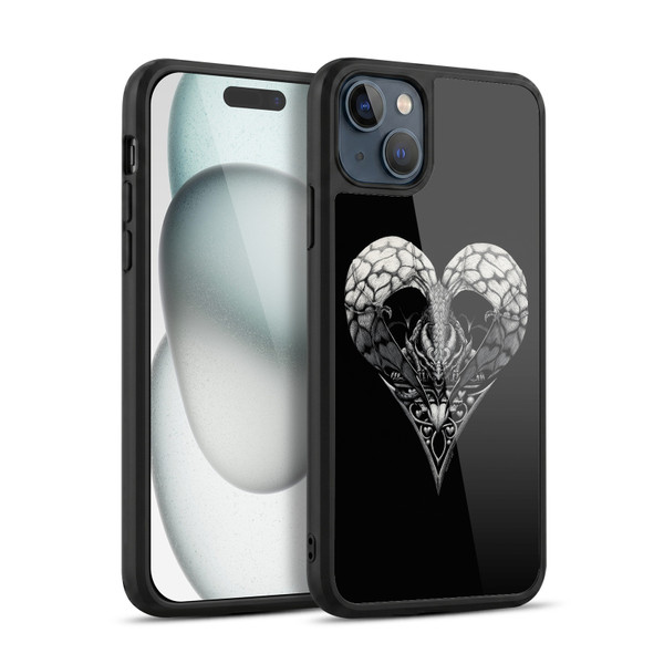 Stanley Morrison Black And White Gothic Dragon Heart Gel Armour Case For Apple iPhone 15 Plus