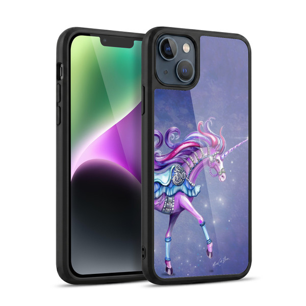 Rose Khan Unicorns Purple Carousel Horse Gel Armour Case For Apple iPhone 14 Plus