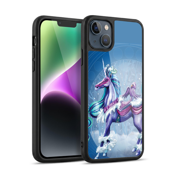 Rose Khan Unicorns Winter Blue Gel Armour Case For Apple iPhone 14 Plus