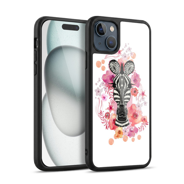 Monika Strigel Animals And Flowers Zebra Gel Armour Case For Apple iPhone 15 Plus