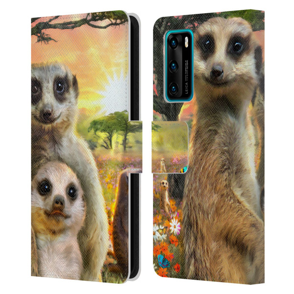 Aimee Stewart Animals Meerkats Leather Book Wallet Case Cover For Huawei P40 5G