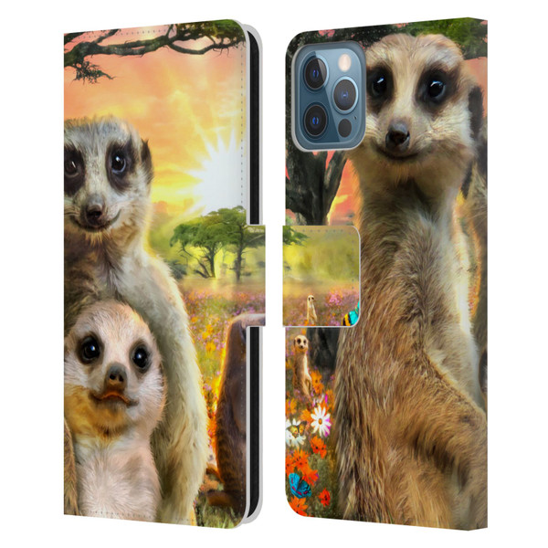 Aimee Stewart Animals Meerkats Leather Book Wallet Case Cover For Apple iPhone 12 / iPhone 12 Pro