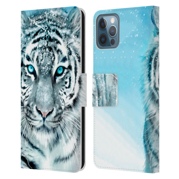 Aimee Stewart Animals White Tiger Leather Book Wallet Case Cover For Apple iPhone 12 / iPhone 12 Pro
