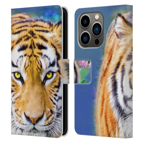 Aimee Stewart Animals Tiger Lily Leather Book Wallet Case Cover For Apple iPhone 14 Pro