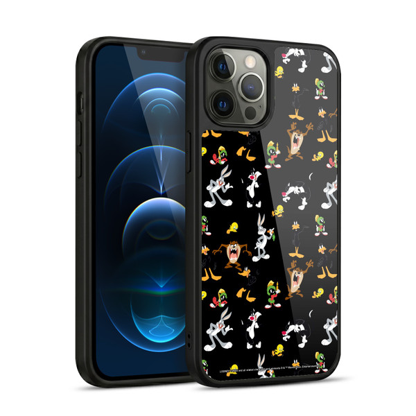 Looney Tunes Patterns Black Gel Armour Case For Apple iPhone 12 Pro Max