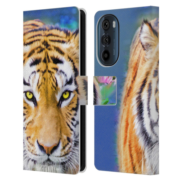 Aimee Stewart Animals Tiger Lily Leather Book Wallet Case Cover For Motorola Edge 30