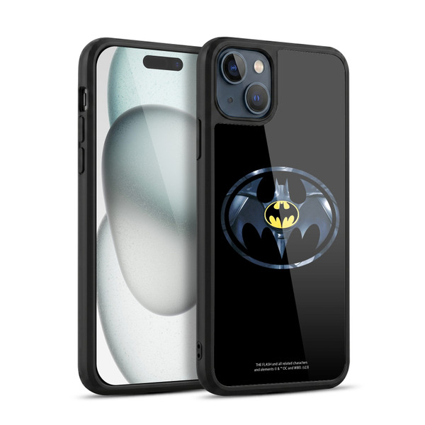 The Flash 2023 Graphics Black Batman Logo Gel Armour Case For Apple iPhone 15 Plus
