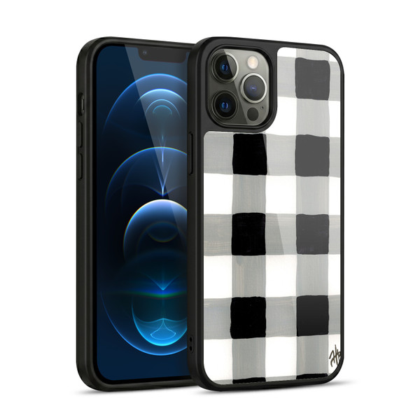 Haley Bush Pattern Painting Buffalo Check Black Gel Armour Case For Apple iPhone 12 Pro Max