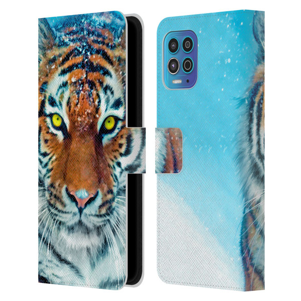 Aimee Stewart Animals Yellow Tiger Leather Book Wallet Case Cover For Motorola Moto G100