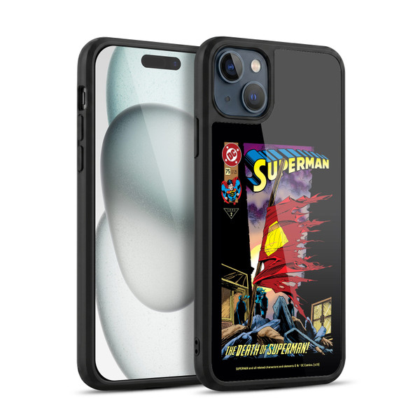 Superman DC Comics Famous Comic Book Covers Death Gel Armour Case For Apple iPhone 15 Plus