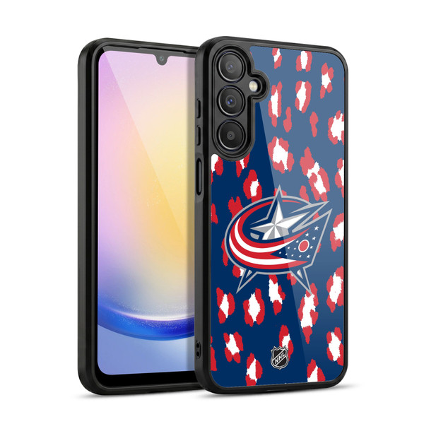 NHL Columbus Blue Jackets Leopard Pattern Gel Armour Case For Samsung Galaxy A25 5G