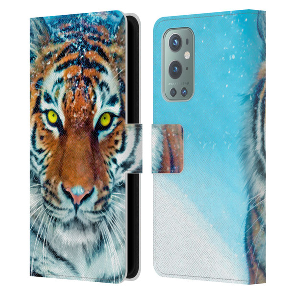 Aimee Stewart Animals Yellow Tiger Leather Book Wallet Case Cover For OnePlus 9