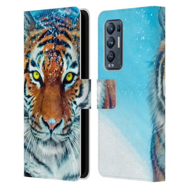 Aimee Stewart Animals Yellow Tiger Leather Book Wallet Case Cover For OPPO Find X3 Neo / Reno5 Pro+ 5G
