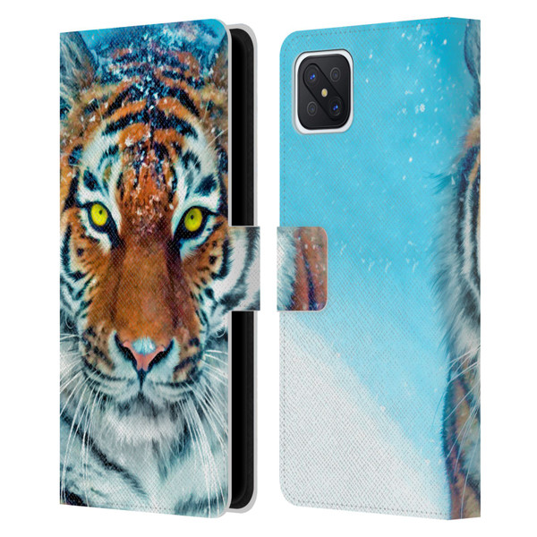 Aimee Stewart Animals Yellow Tiger Leather Book Wallet Case Cover For OPPO Reno4 Z 5G