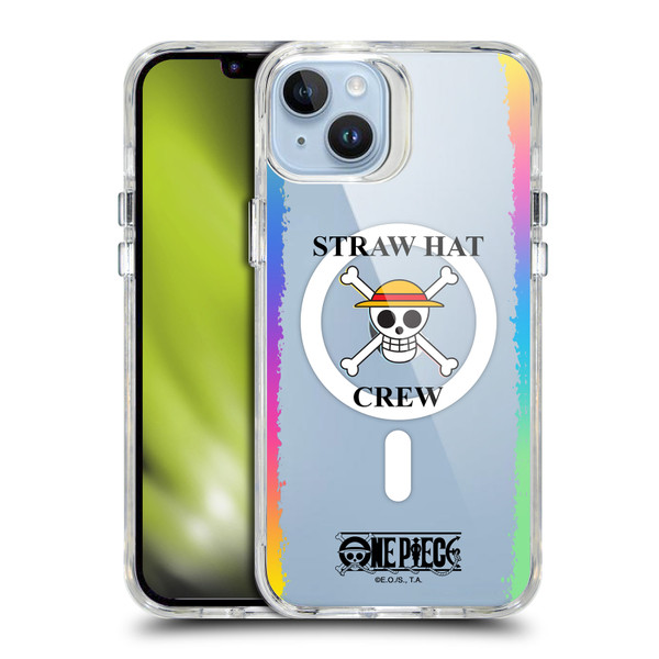 One Piece Graphic Art Colourful Crew Logo Text SHOCKPROOF BUMPER CASE COMPATIBLE WITH Apple iPhone 14 Plus & MAGSAFE