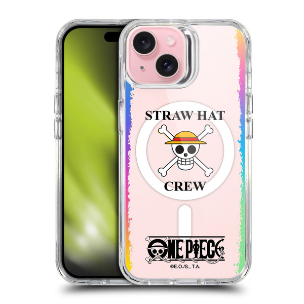 One Piece Graphic Art Colourful Crew Logo Text SHOCKPROOF BUMPER CASE COMPATIBLE WITH Apple iPhone 15 & MAGSAFE