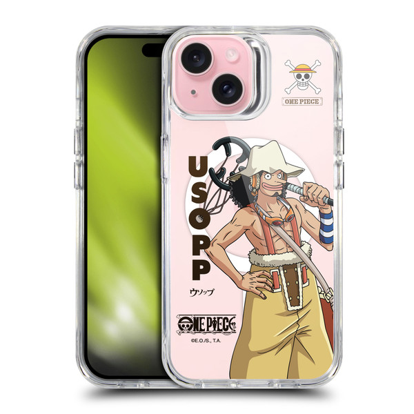 One Piece Graphic Art Usopp Text SHOCKPROOF BUMPER CASE COMPATIBLE WITH Apple iPhone 15 & MAGSAFE