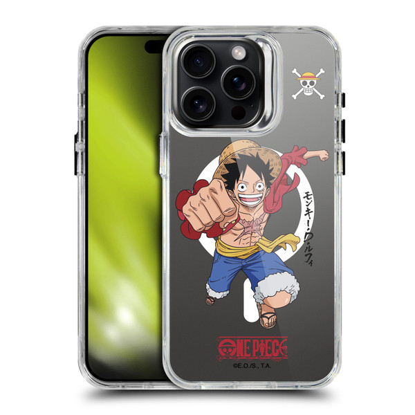 One Piece Graphic Art Luffy Text SHOCKPROOF BUMPER CASE COMPATIBLE WITH Apple iPhone 15 Pro Max & MAGSAFE