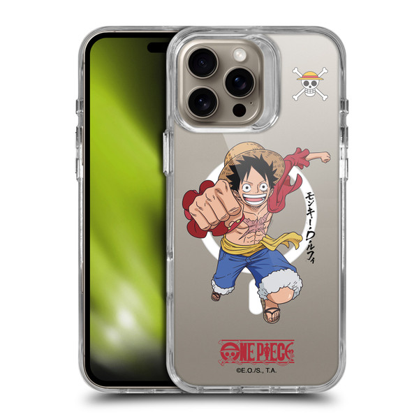 One Piece Graphic Art Luffy Text SHOCKPROOF BUMPER CASE COMPATIBLE WITH Apple iPhone 16 Pro Max & MAGSAFE