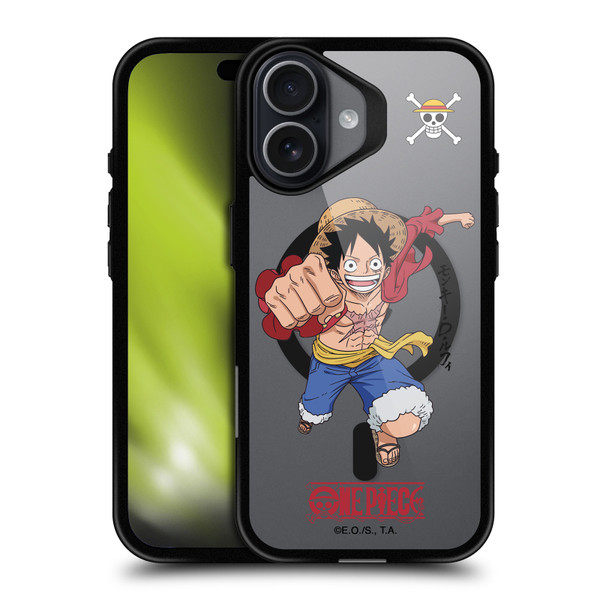 One Piece Graphic Art Luffy Text BLACK SHOCKPROOF BUMPER CASE COMPATIBLE WITH Apple iPhone 17 & MAGSAFE