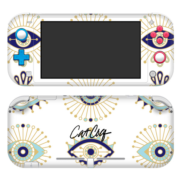 Cat Coquillette Art Mix Blue Gold Vinyl Sticker Skin Decal Cover for Nintendo Switch Lite