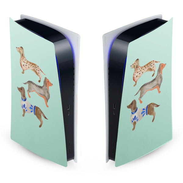 Cat Coquillette Art Mix Dachshunds Vinyl Sticker Skin Decal Cover for Sony PS5 Digital Edition Console