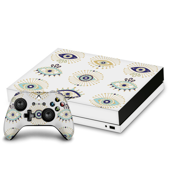 Cat Coquillette Art Mix Blue Gold Vinyl Sticker Skin Decal Cover for Microsoft Xbox One X Bundle