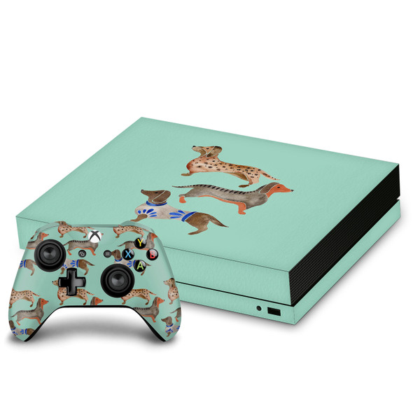 Cat Coquillette Art Mix Dachshunds Vinyl Sticker Skin Decal Cover for Microsoft Xbox One X Bundle