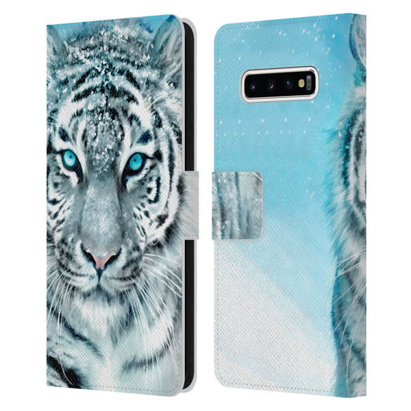 Aimee Stewart Animals White Tiger Leather Book Wallet Case Cover For Samsung Galaxy S10+ / S10 Plus